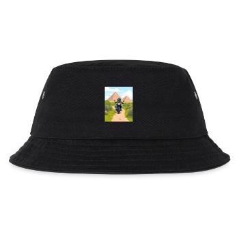 Cartoon motorcycle in the desert - Kids’ Bucket Hat - black - Front