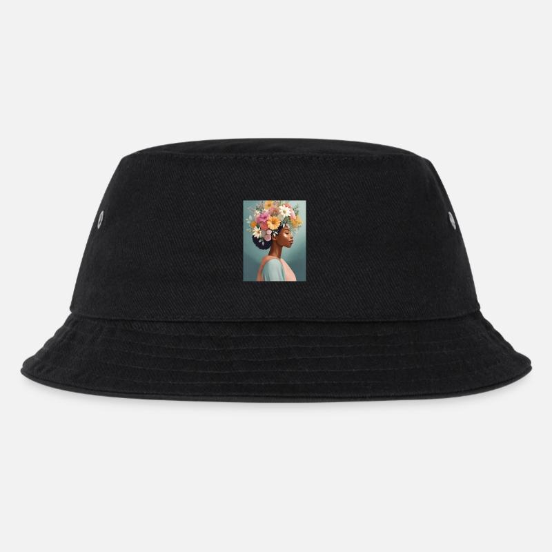 Blumenkrone 1 - Kinder Bucket Hat - Schwarz
