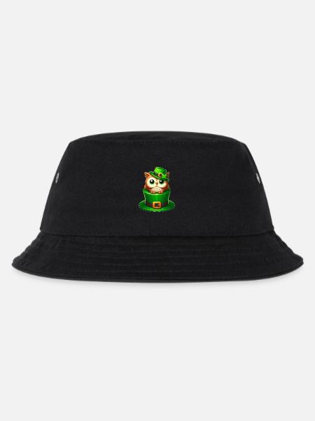 Süße St. Patrick's Day Eule mit Zylinder - Kinder Bucket Hat - Schwarz
