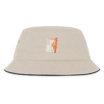 Baumpfleger Flagge Wald Holzfäller Geschenk - Kinder Bucket Hat - Natur/Navy - Vorne