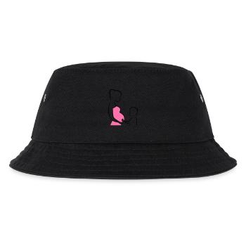 Schwangere mit Sohn Silhouette - Kinder Bucket Hat - Schwarz - Vorne