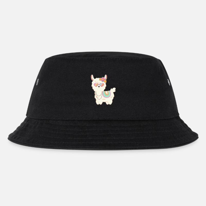 Süßes Lama Sommer - Kinder Bucket Hat - Schwarz
