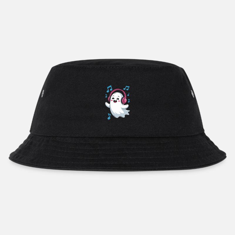Musikbegeisterter Ghost mit Kopfhörern - Kinder Bucket Hat - Schwarz