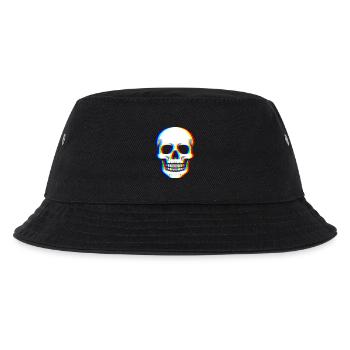 Glitch Schädel - Cyber Kunst - Kinder Bucket Hat - Schwarz - Vorne