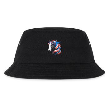 Patriotisches Pferd mit Sternenmähne - Kinder Bucket Hat - Schwarz - Vorne