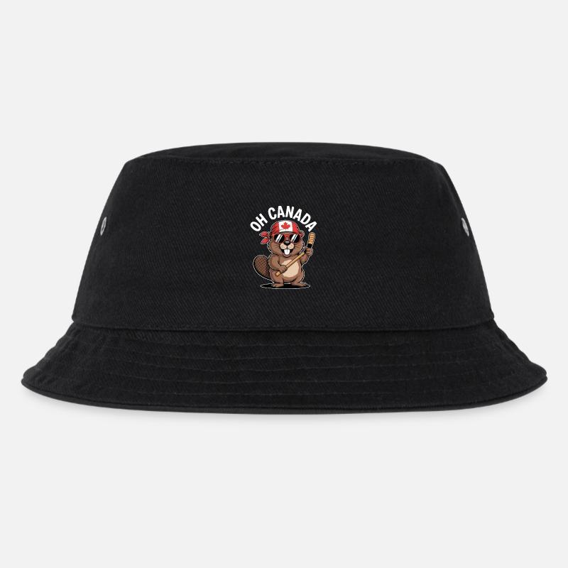 Humorvoller Biber mit kanadischem Flair - Kinder Bucket Hat - Schwarz
