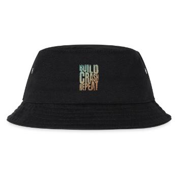 Drohne build crash repeat Spruch - Kinder Bucket Hat - Schwarz - Vorne