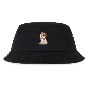 Lesbisches Brautpaar während der Hochzeit - Kinder Bucket Hat - Schwarz - Vorne