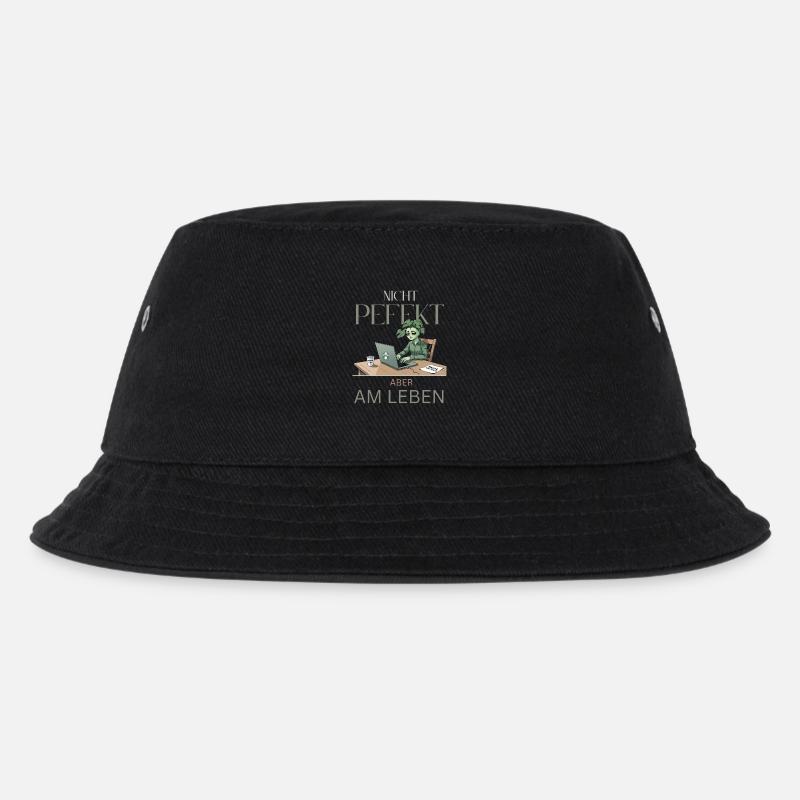 Perfekt am Leben – grün, müde, echt - Kinder Bucket Hat - Schwarz