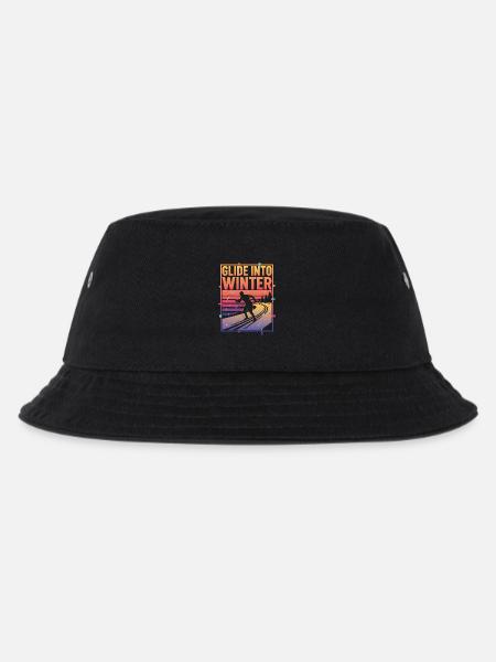 Langlauf Glide Into Winter Neon Retro - Kinder Bucket Hat - Schwarz