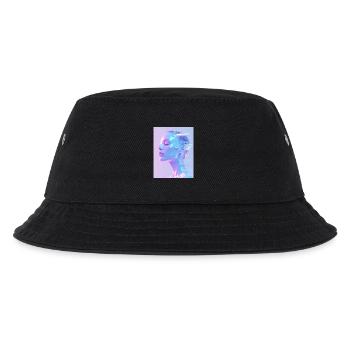 Holographisches Glitch-Porträt - Kinder Bucket Hat - Schwarz - Vorne