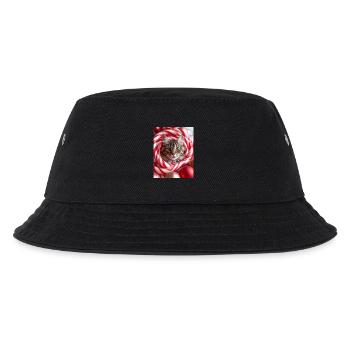 Weihnachtskatze zwischen Zuckerstangen - Kinder Bucket Hat - Schwarz - Vorne