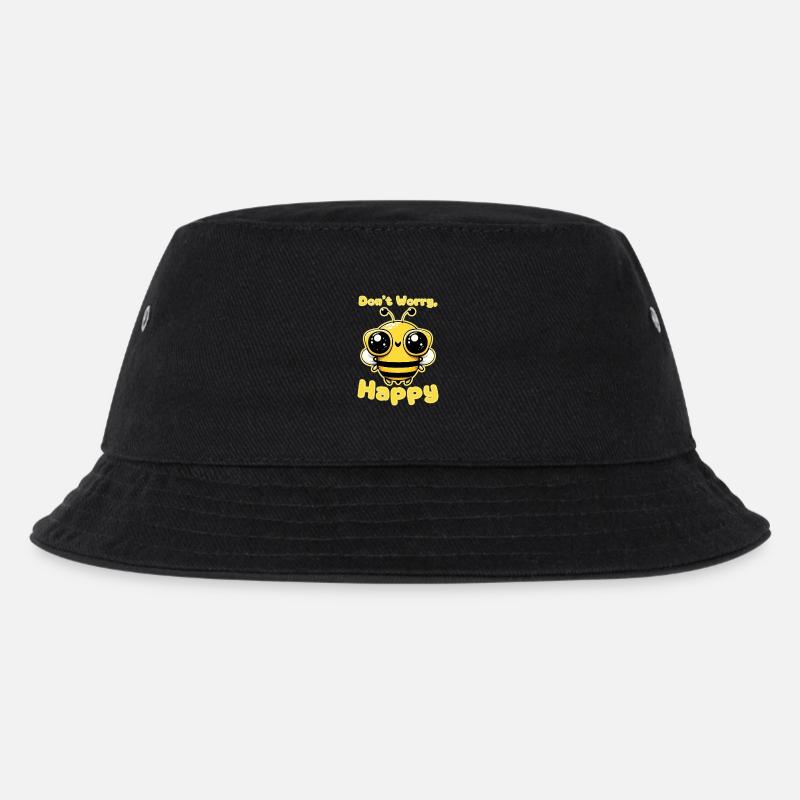 Dont Worry Bee Happy  - Kids’ Bucket Hat - black