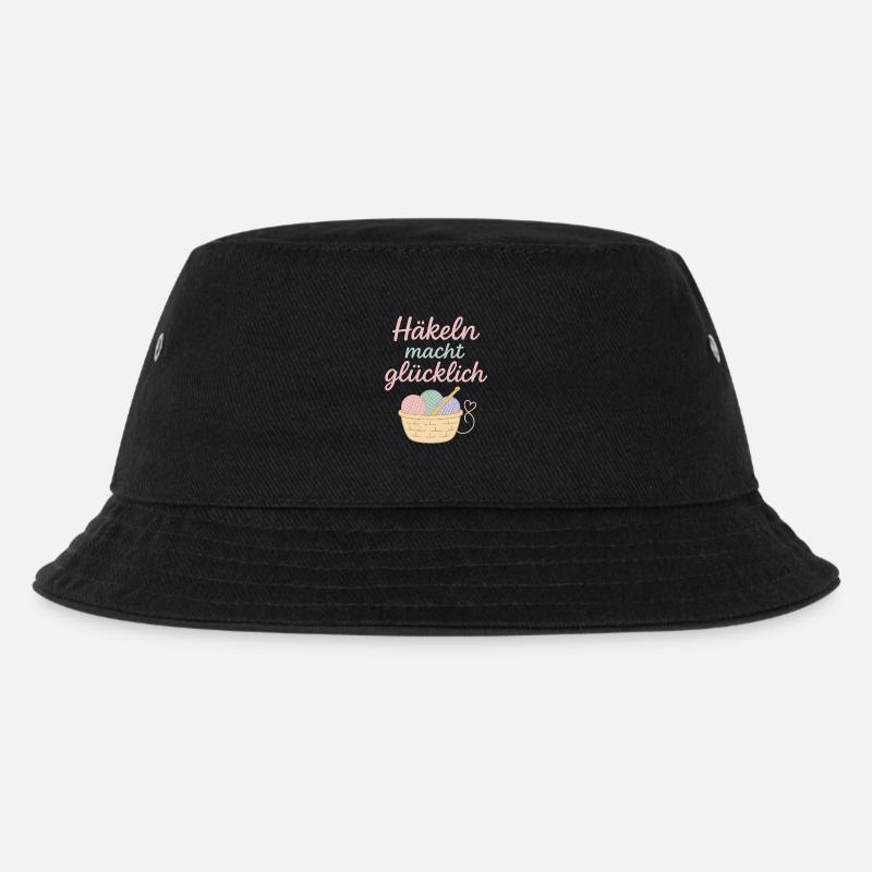 Häkeln macht glücklich - Kinder Bucket Hat - Schwarz