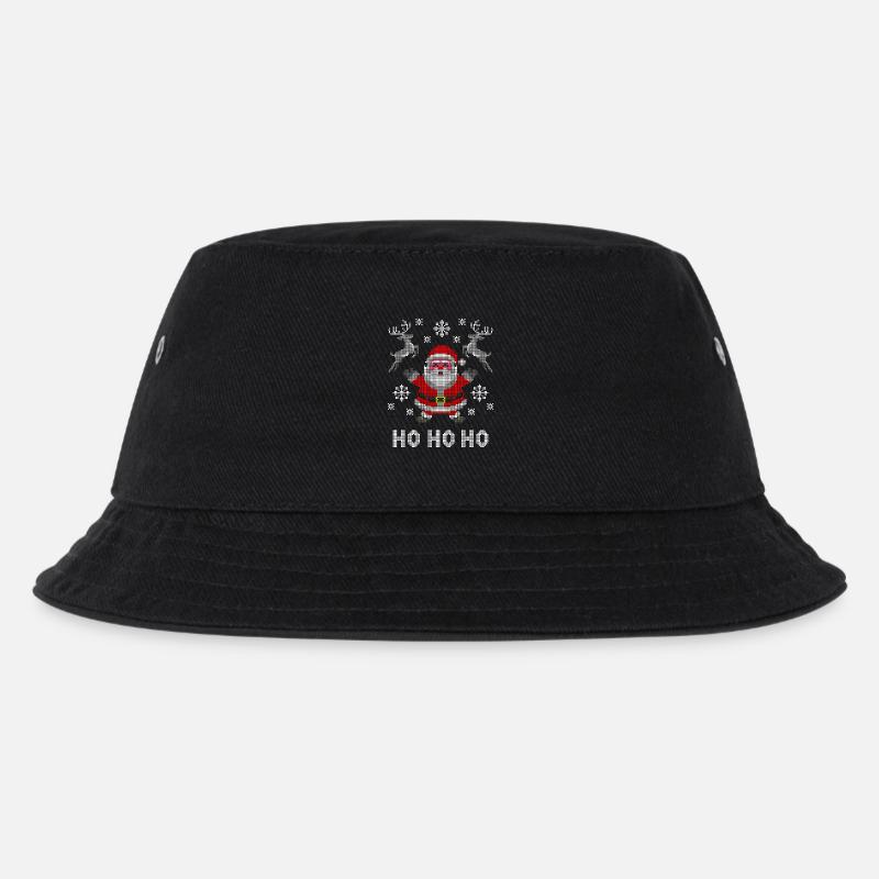 Pixel-Santa Rentier Schnee - Kinder Bucket Hat - Schwarz