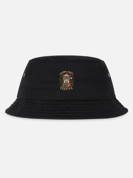 Happy Fake Festive Lustige Katze Weihnachts Shirt - Kinder Bucket Hat - Schwarz