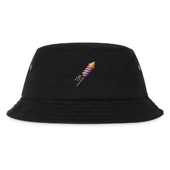 Feuerwerkspfeil im bestickten Aussehen (gedruckt) - Kinder Bucket Hat - Schwarz - Vorne