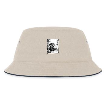 Samurai Red Panda Sumi-e Ink Drawing - Kids’ Bucket Hat - ecru/navy - Front