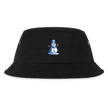 Snowman in winter with blue hat - Kids’ Bucket Hat - black - Front