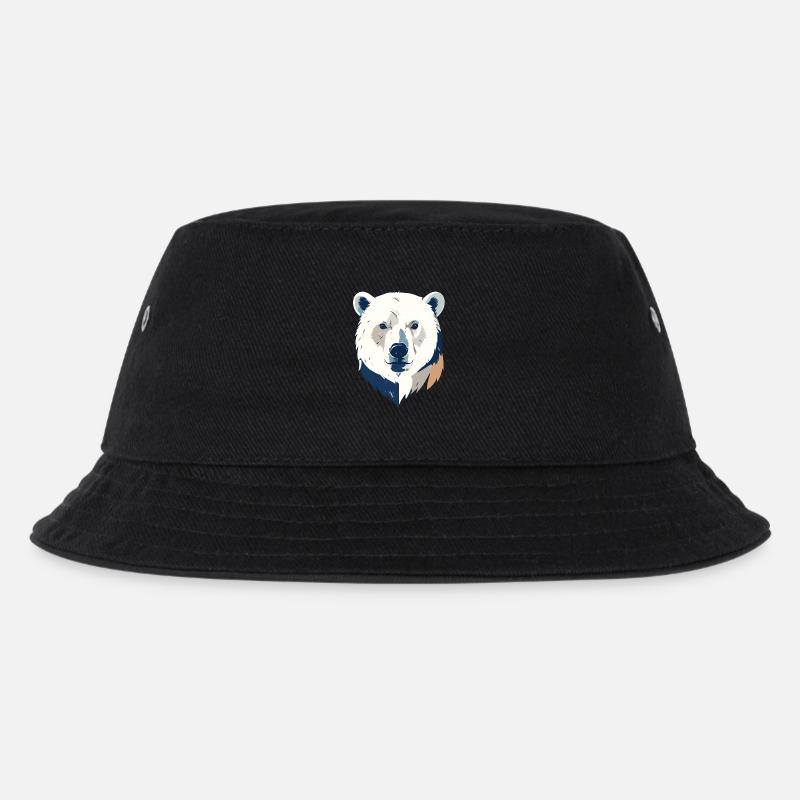 Polarbär Eisbär Kopf Zeichnung Kopfdesign Motiv - Kinder Bucket Hat - Schwarz