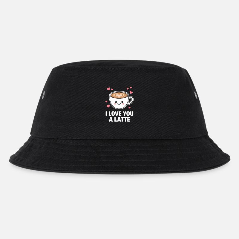 Ich liebe dich, ein süßer Latte-Kaffee-Design - Kinder Bucket Hat - Schwarz
