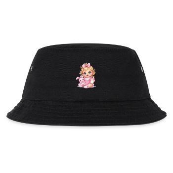 Baby Girl with Pink Bow and Bottle - Kids’ Bucket Hat - black - Front