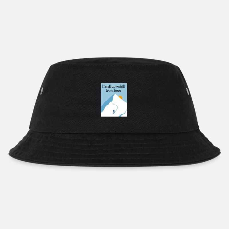 Downhill From Here - Kids’ Bucket Hat - black