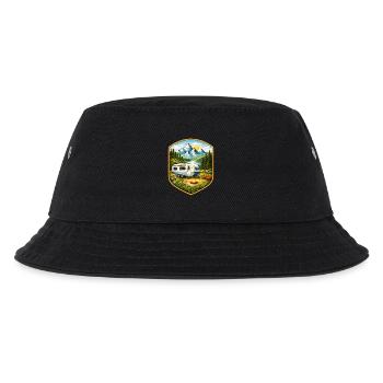 Camping Patch with Caravan - Kids’ Bucket Hat - black - Front
