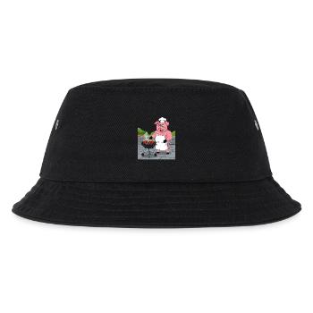 Grillendes gemütliches Schwein - Kinder Bucket Hat - Schwarz - Vorne