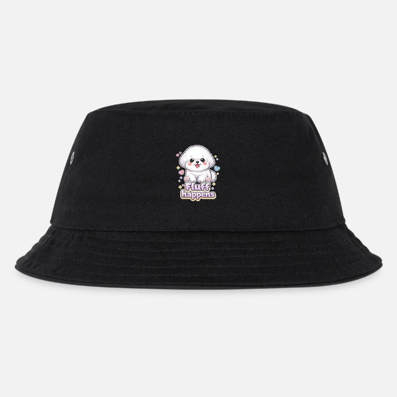 Fluff Happens – kawaii Bichon Dog Design - Kinder Bucket Hat - Schwarz