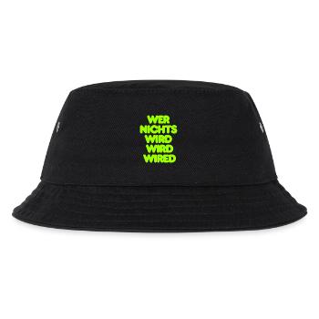 WER NICHTS WIRD WIRD WIRED - GRUENER IT SPRUCH - Kinder Bucket Hat - Schwarz - Vorne