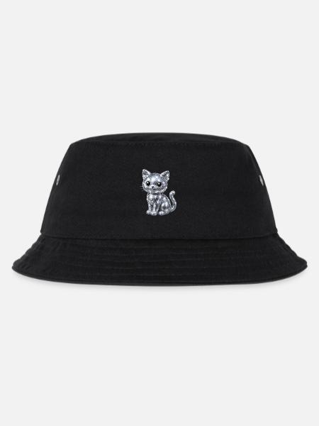 Katze Disco Glitzer - Kinder Bucket Hat - Schwarz
