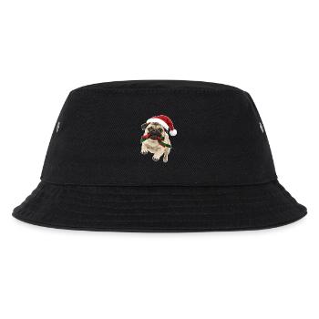Verspielter Weihnachts Mops - Kinder Bucket Hat - Schwarz - Vorne
