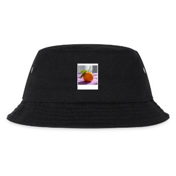 Sunny orange on purple linen - Kids’ Bucket Hat - black - Front