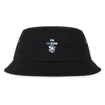 Hai-drated | Lustiger Cartoon-Hai mit Getränk - Kinder Bucket Hat - Schwarz - Vorne