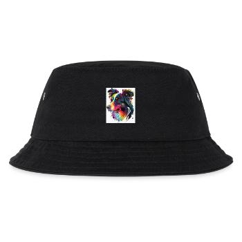 Regenbogen-Porträthund - Kinder Bucket Hat - Schwarz - Vorne