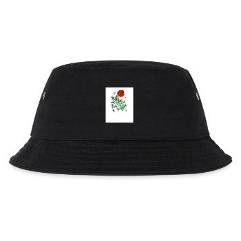 Roter Mohn in botanischer Illustration - Kinder Bucket Hat - Schwarz - Vorne