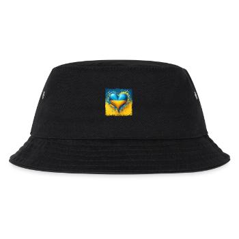Ukraine Heart Flag Water Drop Design - Kids’ Bucket Hat - black - Front