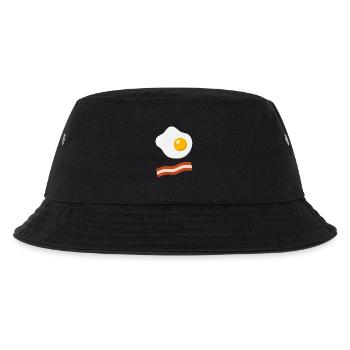 Minimal Bacon & Egg - Kinder Bucket Hat - Schwarz - Vorne