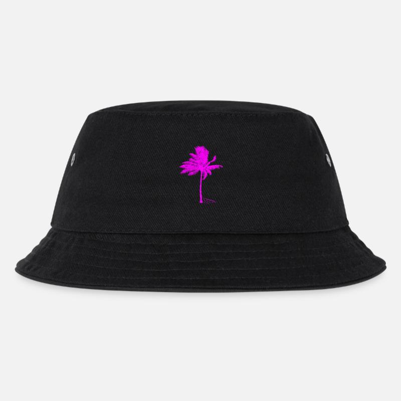 Neon Pink Palme Silhouette - Kinder Bucket Hat - Schwarz