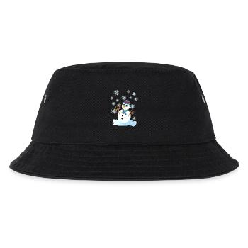 Schneemann und Schneeflocken coole Weihnachten - Kinder Bucket Hat - Schwarz - Vorne