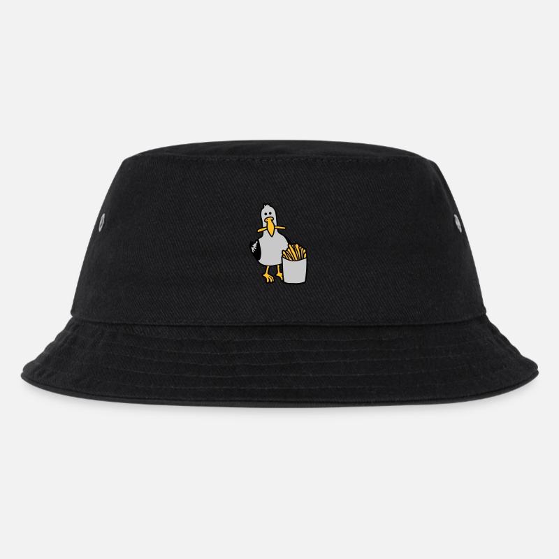 Glückliche Möwe geklaute Pommes - Kinder Bucket Hat - Schwarz
