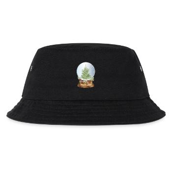 schöne nostalgische Schneekugel mit Weihnachtsbaum - Kinder Bucket Hat - Schwarz - Vorne