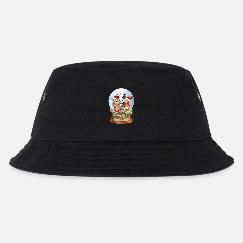 schöne nostalgische Schneekugel mit Kuscheltiere - Kinder Bucket Hat - Schwarz