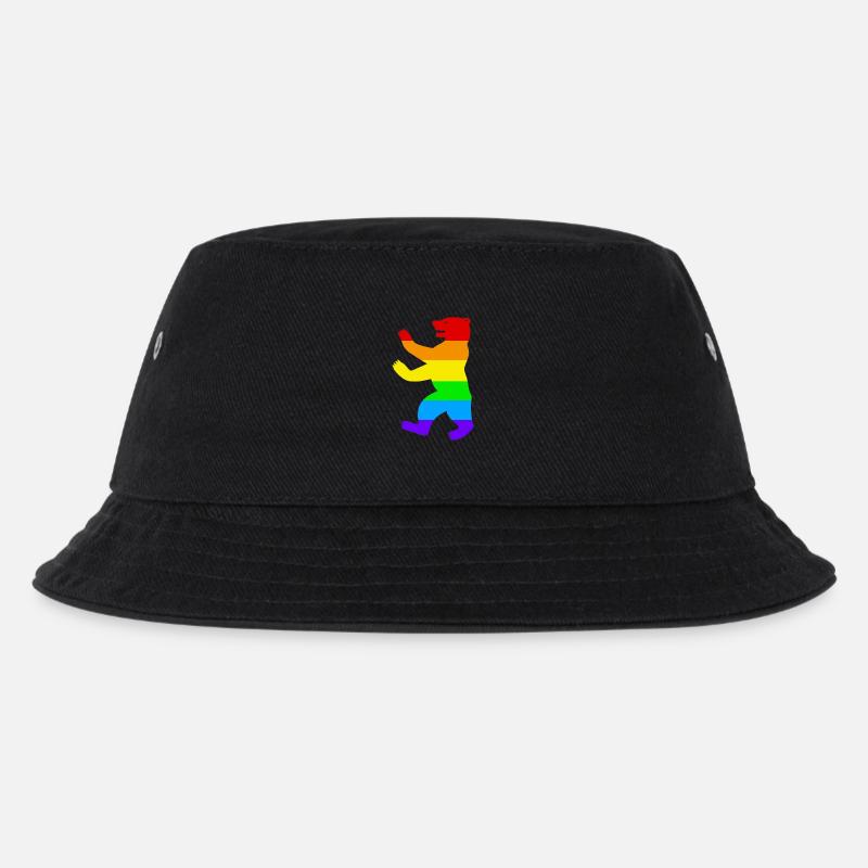 Berliner Bär / Pride Bear / Regenbogen - Kinder Bucket Hat - Schwarz