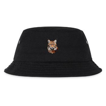 Luchs Portrait – Wildtier Design - Kinder Bucket Hat - Schwarz - Vorne
