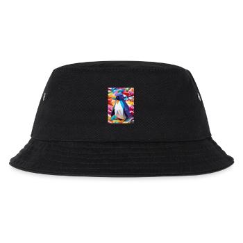 Rainbow Waddle - Origami Penguin - Kids’ Bucket Hat - black - Front