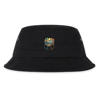 80er 90er Katze Katzen Kätzchen Wald Waldbewohner - Kinder Bucket Hat - Schwarz - Vorne