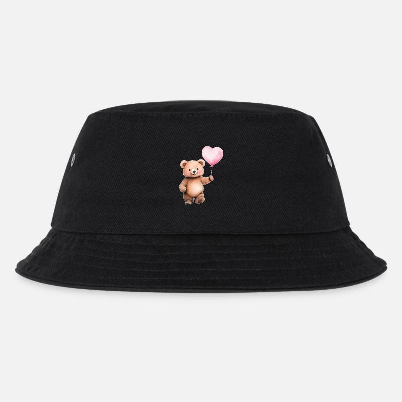 Herzballon Teddy - Kinder Bucket Hat - Schwarz