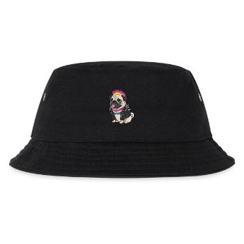 Mops Hundehalter Mops Punk Punker - Kinder Bucket Hat - Schwarz - Vorne